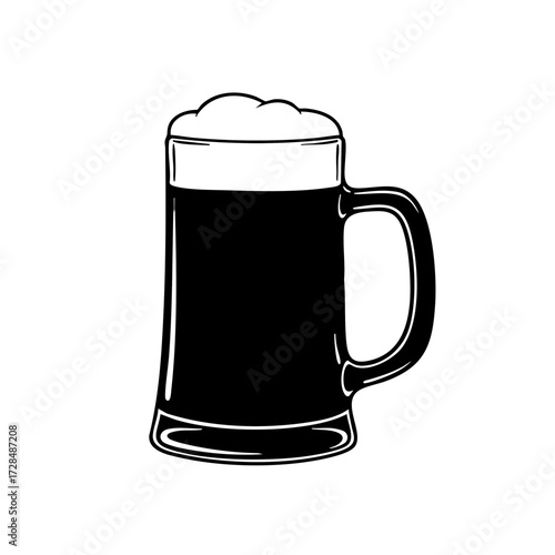 Black and White Simple Outline Beer Mug Glass Drink Icon