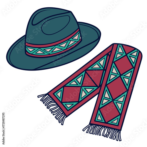 Colorful hat and scarf, a vibrant and stylish accessory set