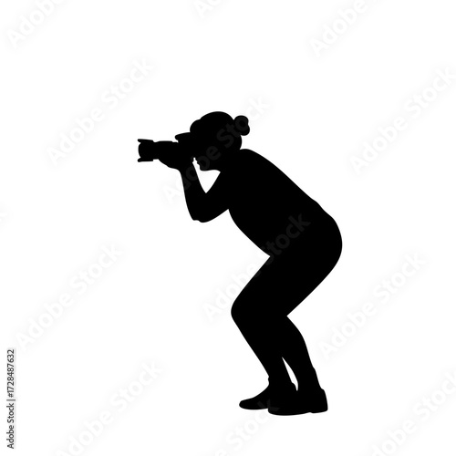 Minimalist Silhouette Woman Taking a Picture Outdoor Recreation Activity