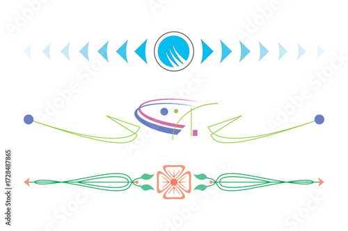 Modern graphic design element with bold geometric shapes and vibrant colors isolated on white background