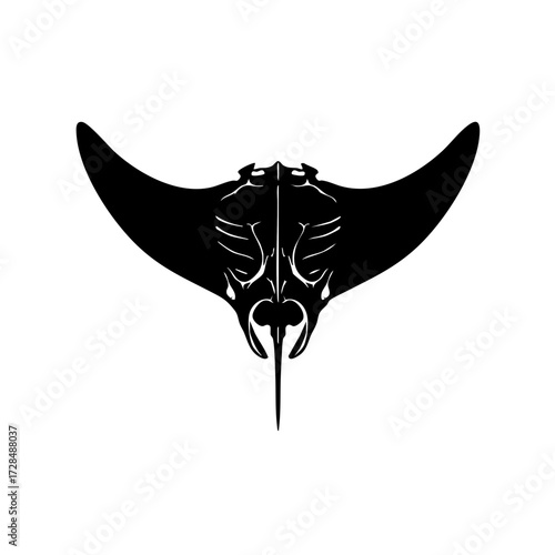 Minimalist Silhouette Manta Ray Ocean Creature Marine Life Illustration
