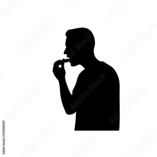 Minimalist Silhouette Person Eating Food Snack Illustration Clip Art
