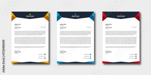 Modern business letterhead design, Corporate stationery template
