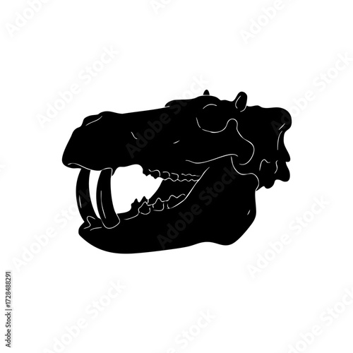 Minimalist Silhouette Hippopotamus Skull Graphic Design Animal Osteology Illustration