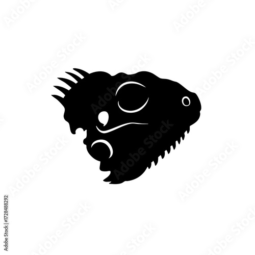 Minimalist Silhouette Iguana Head Profile Reptile Animal Isolated Illustration