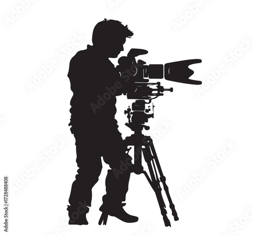 man photographer, black and white vector, 