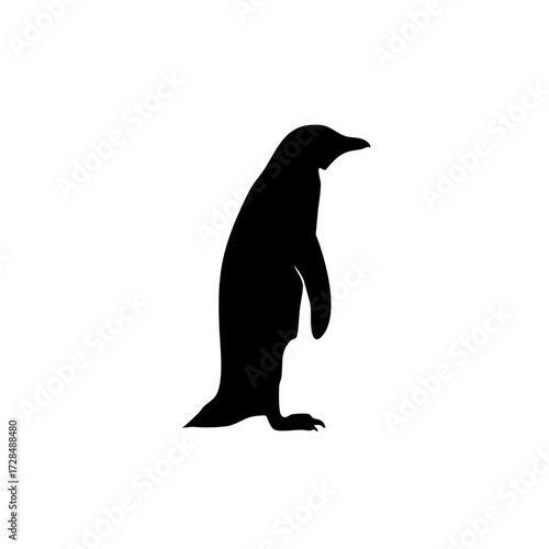 Minimalist Silhouette Standing Penguin Bird Creature Wildlife Graphic Element