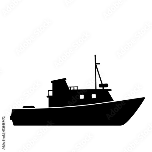 Simple Silhouette Fishing Boat Watercraft Marine Vessel Transportation Icon