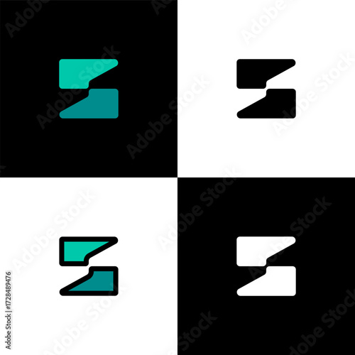 Logo letter S, font alphabet, set of four letter for your brand name design, vector illustration 10 EPS