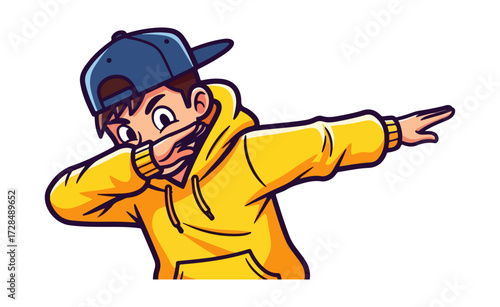 Cartoon character doing a dance pose