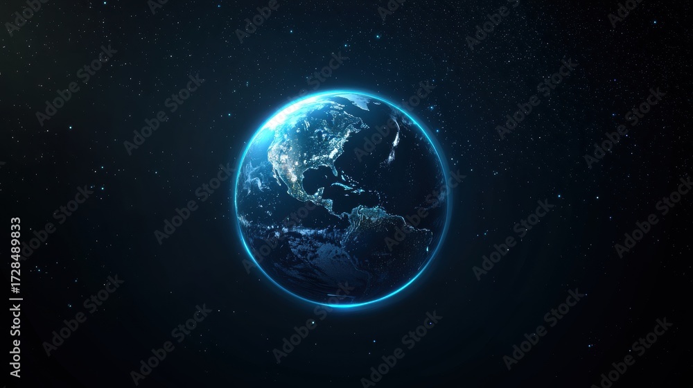 Fototapeta premium earth icon A glossy, spherical Earth icon with realistic textures and lighting, isolated on transparent background.