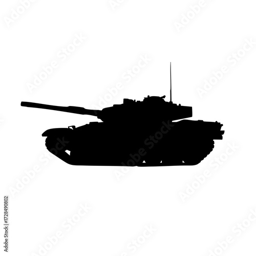 Simple Silhouette of Military Tank Ready for Combat Illustration