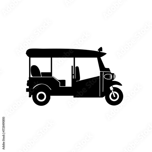 Simple Silhouette Transportation Tuk Tuk Rickshaw Car Ride Vehicle Illustration