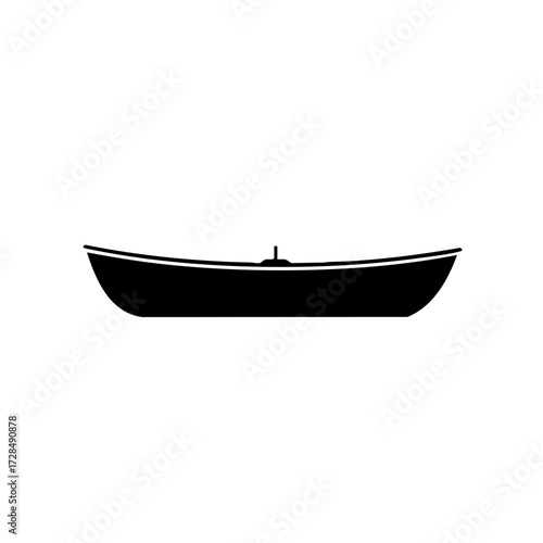 Simple Silhouette Small Rowing Boat Vessel on Watercraft Transportation
