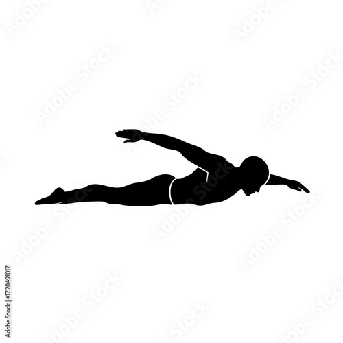Silhouette of a Graceful Swimmer Performing Butterfly Stroke Illustration