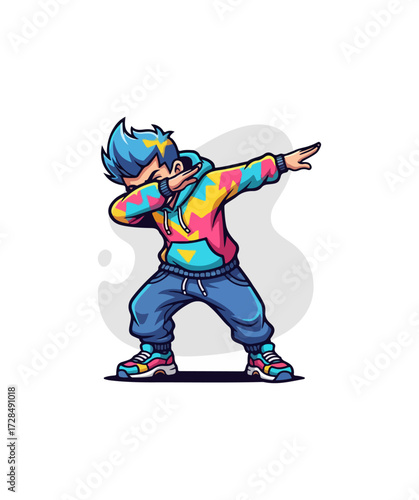 Colorful character doing a dance pose