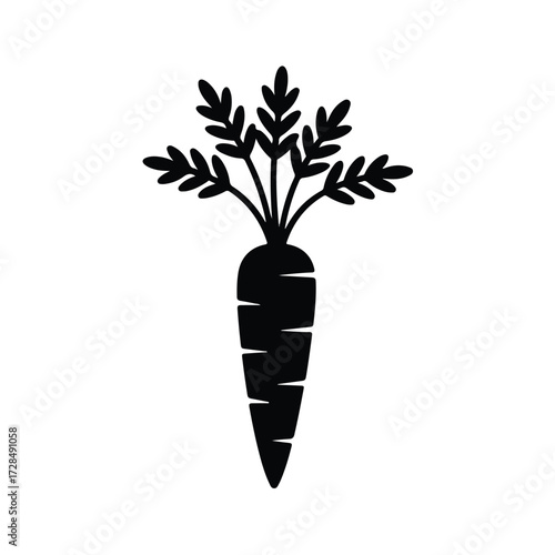 A cartoon illustration of a fresh orange carrot with a green leaf surprisingly served in an ice cream cone as a vegetarian food object