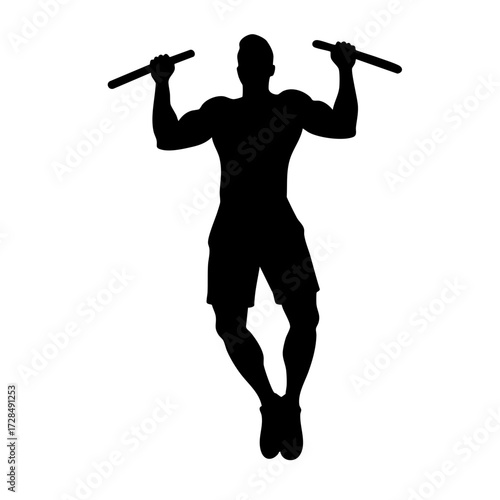 Minimalist Silhouette Pull Up Exercise Bodyweight Training Fitness Illustration