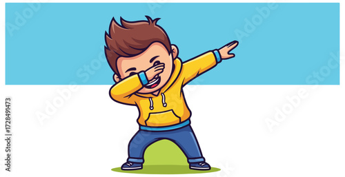 Cartoon boy doing a dance pose