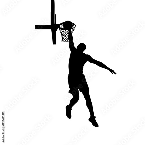 Silhouette Action Basketball Player Dunking Sport Figure Illustration