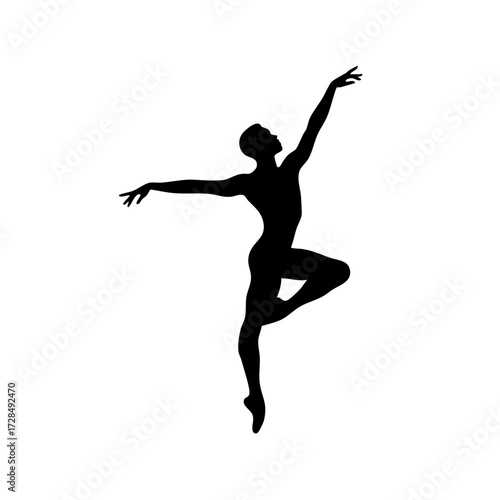Elegant Silhouette Ballerina Dancing Gracefully Single Leg Artistic Performance Illustration
