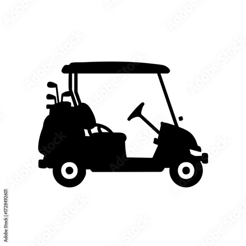 Minimalist Silhouette Golf Cart Simple Vehicle Outline Icon Illustration