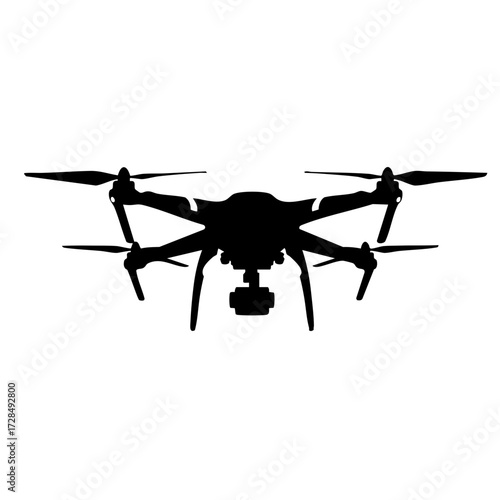 Minimalist Silhouette Drone Quadcopter Remote Control Device Transport System