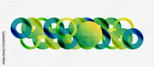 Abstract design features overlapping colorful circles. Gradient shades create dynamic visual effect. Modern background element.