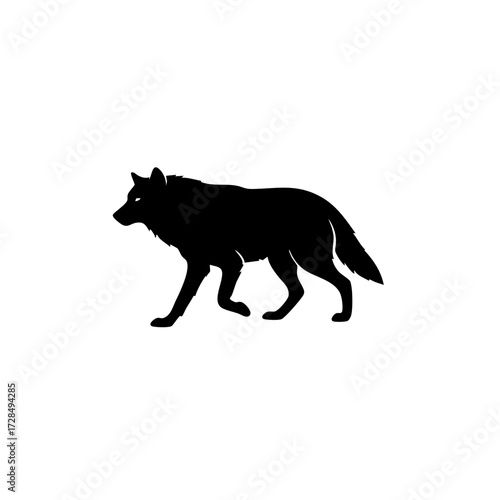 Silhouette Walking Wolf Animal Creature Graphic Element Illustration