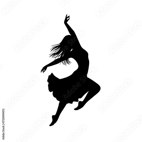 Elegant Silhouette Figure Dancer Graceful Movement Artistic Presentation Illustration