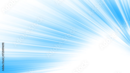 Abstract blue light beams radiating outwards from a central point isolated on white background