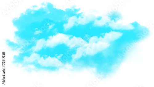 Abstract luminous turquoise and white ethereal wisps of smoke isolated on white background