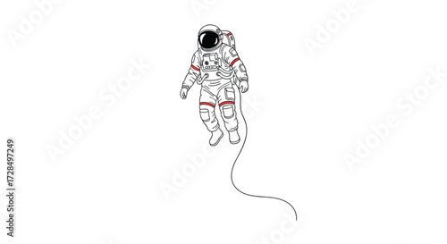 An astronaut floating in space composed of many small abstract shapes.