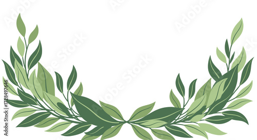 Green leaves forming a decorative archway signifying growth and nature.