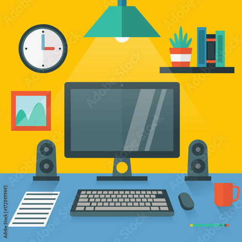 Professional desk with frontal view