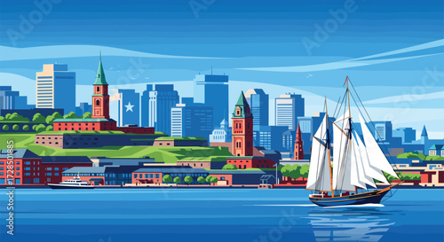 Halifax Vector Travel Poster, Cinematic Minimal Landscape Art