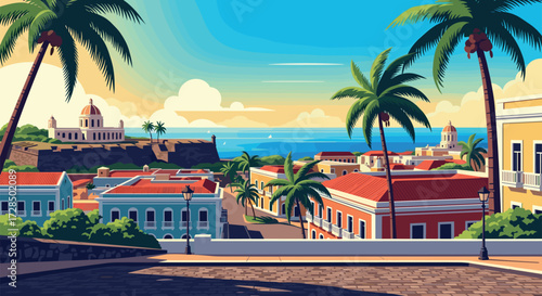 San Juan Vector Travel Poster, Cinematic Minimal Landscape Art