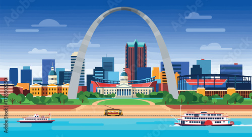 St. Louis Vector Travel Poster, Cinematic Minimal Landscape Art