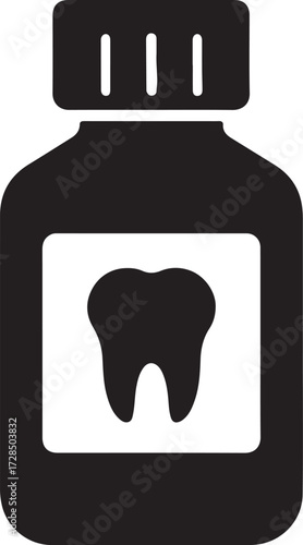 Silhouette of an anesthetic bottle icon, perfect for dentistry, medical, and healthcare designs.