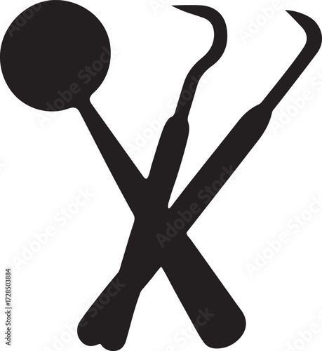 Silhouette of dental lab tools icon, ideal for dentistry, laboratory, and medical design projects.