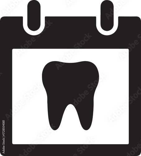 Silhouette of a dental appointment calendar icon, perfect for dentistry, scheduling, and clinic designs.