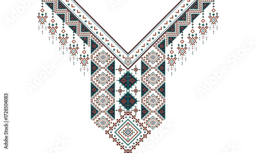 Geometric Collar Embroidery Placement Design ,V Shape Fashion Template
