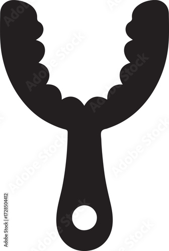 Silhouette of a dental impression tray icon, ideal for dentistry, molds, and oral care designs.