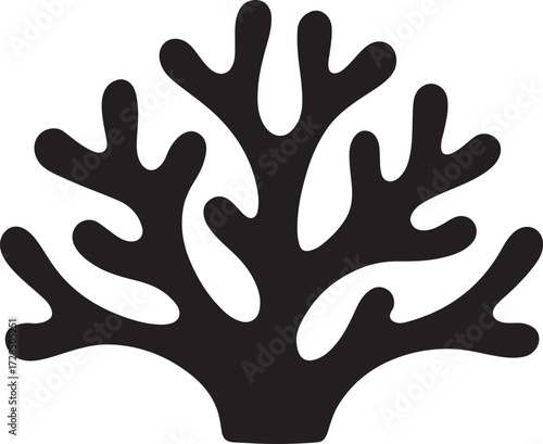 Black Coral Reef Icon Minimalist Vector Silhouette for Ocean Nature Scuba and Marine Life Designs Simple Seaweed or Sea Plant Glyph