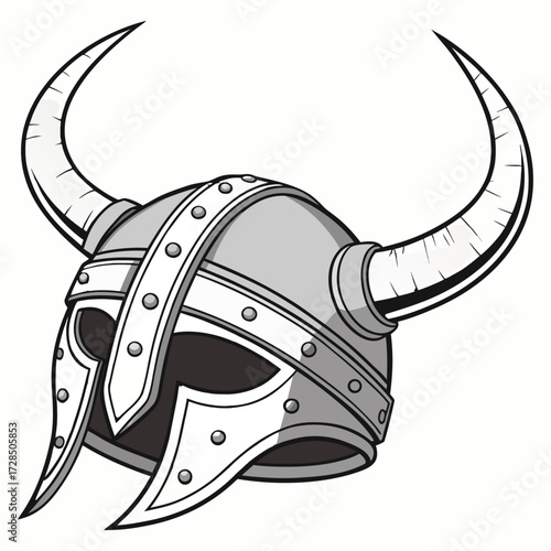 Viking helmet. Futuristic Viking Warrior Helmet with Horns – Shiny Silver Battle Mask.