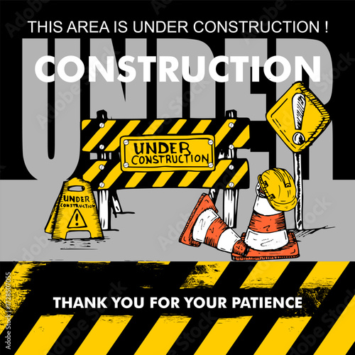 Under Construction, Poster and banner vector