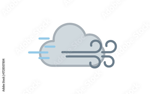 Illustration of a gray cloud with wind blowing, indicating windy weather conditions.