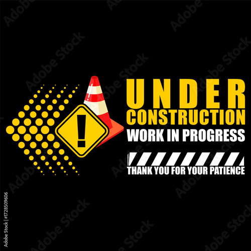 Under Construction, poster and banner vector