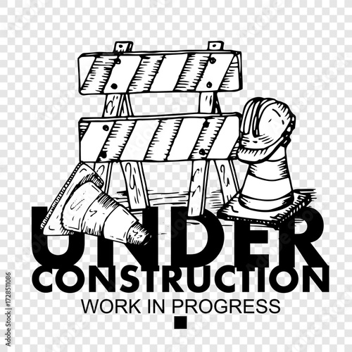 Under Construction, work in progress, sketch vector