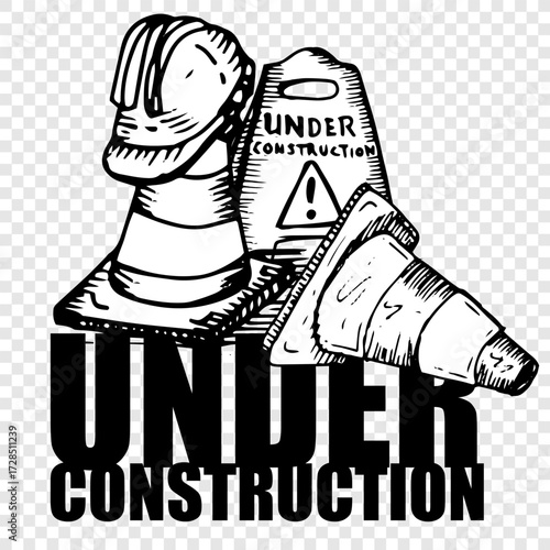 Under Construction, work in progress, sketch vector